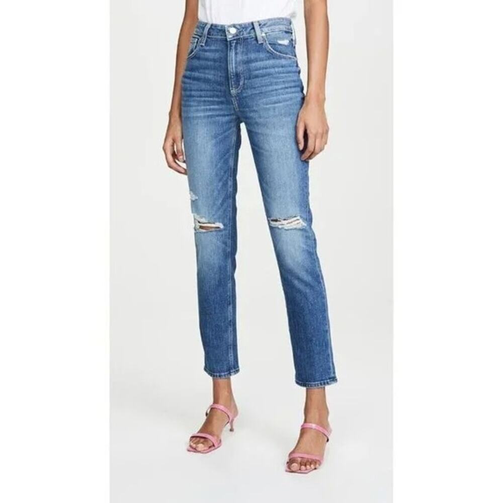 Anthropolgie Paige Sarah Slim Cropped Classic High Rise Distressed Jean 26 Blue